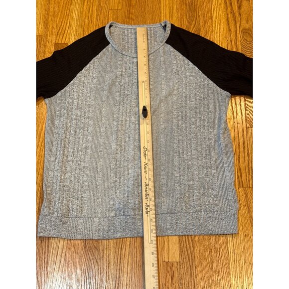 Shein Womens Raglan Long Sleeve Gray & Black Top Size L - Picture 5 of 6